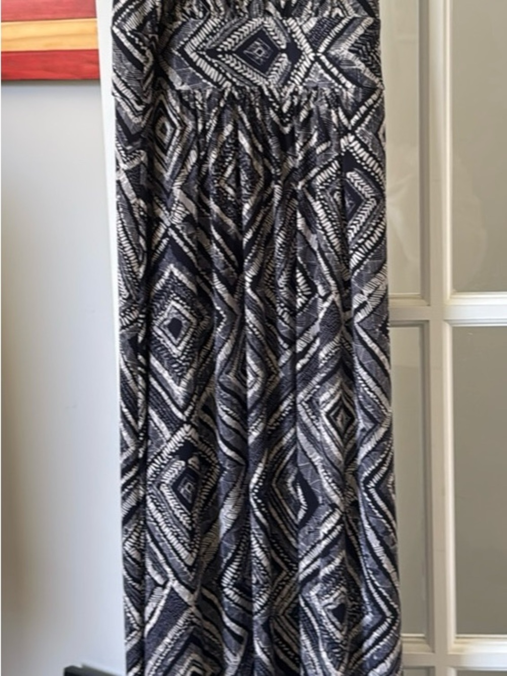 LOFT Navy and White Geometric Maxi Dress